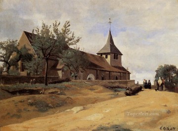 The Church at Lormes plein air Romanticism Jean Baptiste Camille Corot Oil Paintings